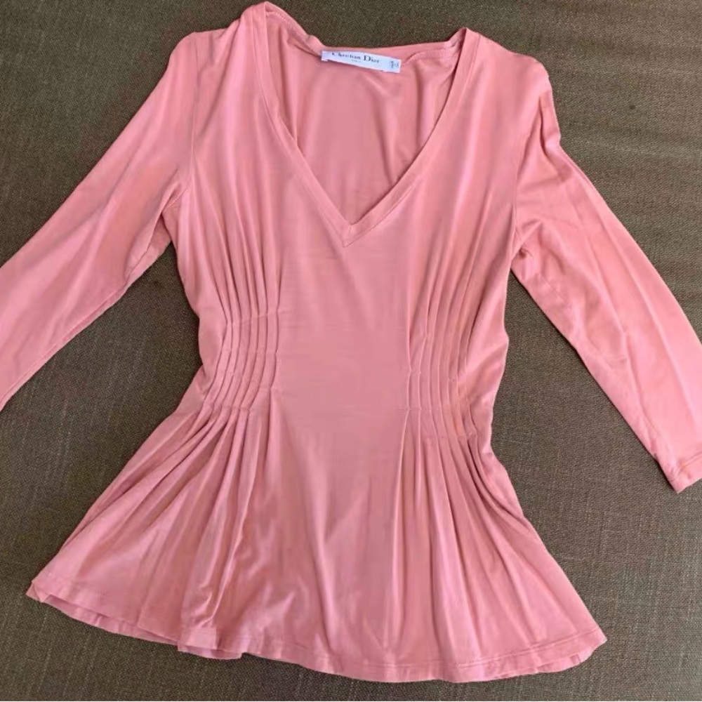Dior Soft Pink V-Neck Blouse
